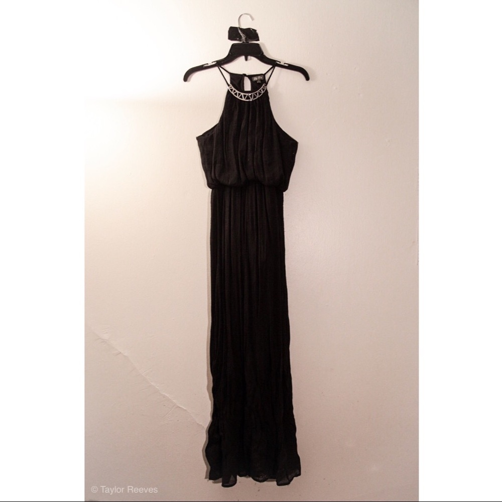 Lily Rose Black Halter Maxi Dress with Accessory